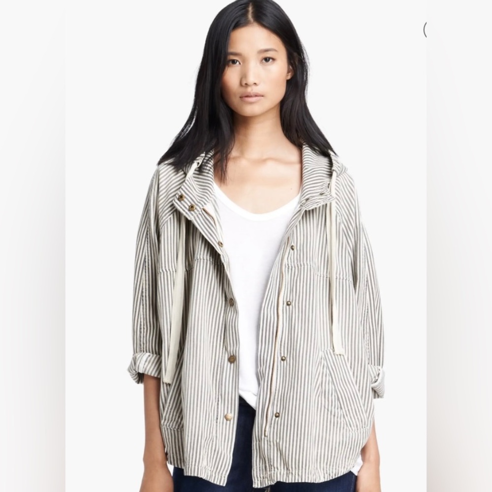 Current Elliott Cadet Poncho in Hickory Vintage Stripe
